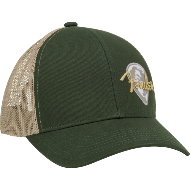 Fender® Globe Pick Patch Hat, Green/Khaki, One Size