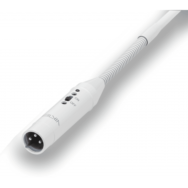 Microfono a collo d'oca cardioide con interruttore - lunghezza 55 cm, Bianco