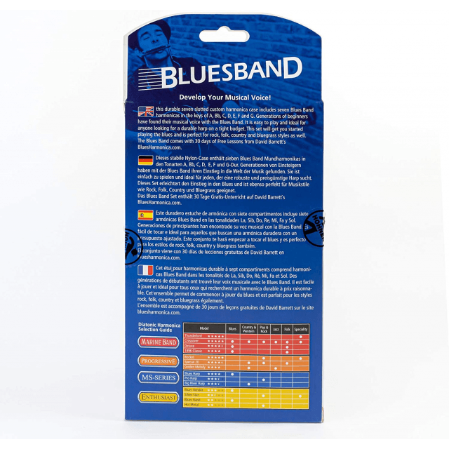 Case with 7 diatonic harmonicas A C D E F G e Bb