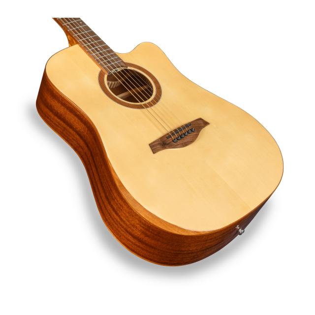 Dreadnought cutaway acoustic guitar with mahogany armrest and preamp (Glossy version)