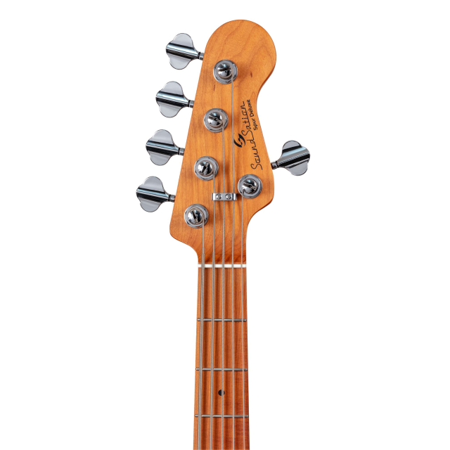 Electric bass with flamed top, roasted maple freboard and neck (5 strings)