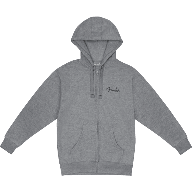 Fender® Spaghetti Small Logo Zip Front Hoodie, Athletic Gray, S