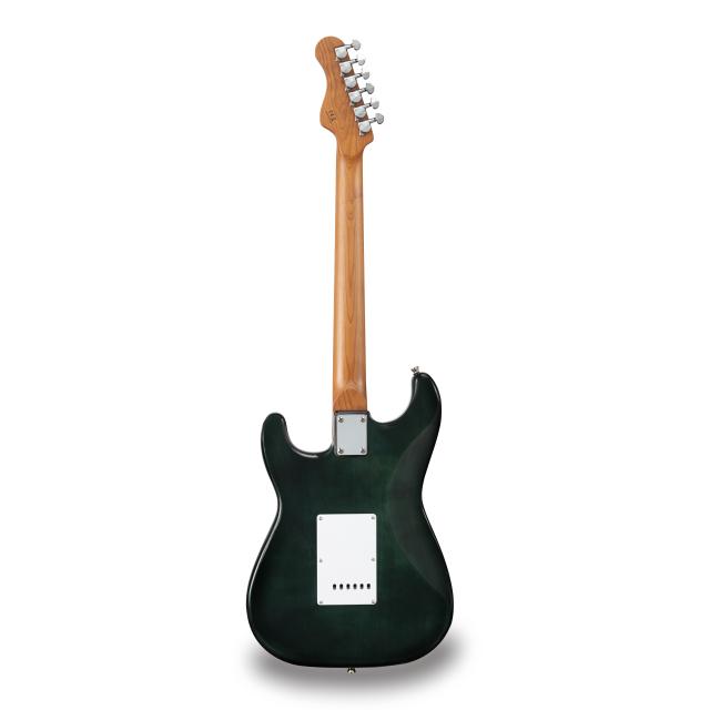 Double cutaway electric guitar with 2 single coils + splittable humbucker and self-locking tuners (Wilkinson equipped, roasted maple neck+fretboard, flamed top)