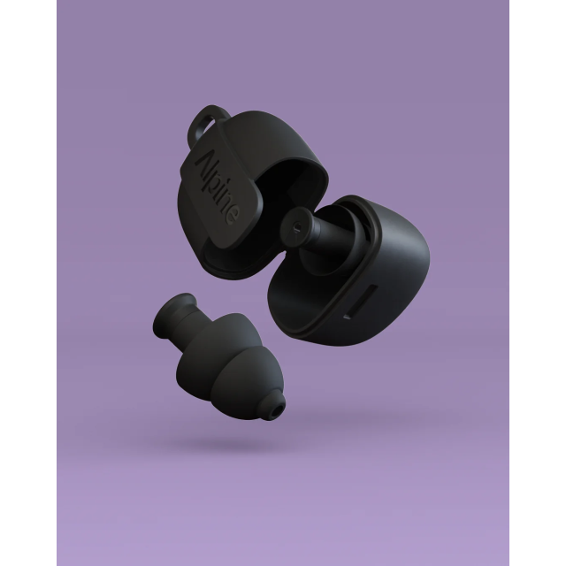Music-filtered earplugs for festivals, events, and concerts - black