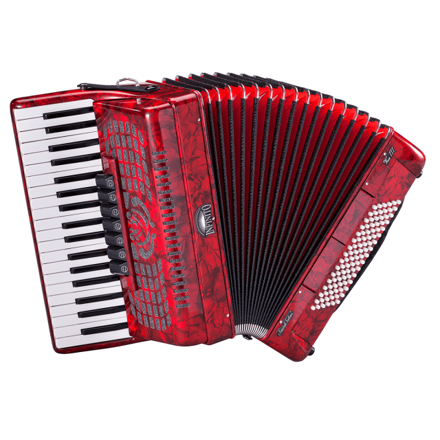 96 basses key accordion red perloid