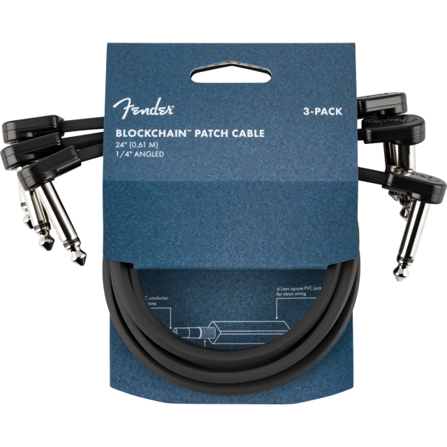 Pack da 3 cavi Patch Fender Blockchain 24", Angle/Angle