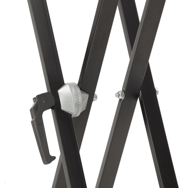 Double frame keyboard stand with easy adjust mechanism