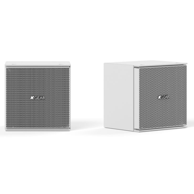 Ultra-compact 4’ full range active satellite speaker (white)