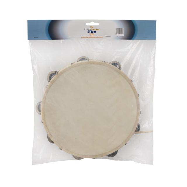 10" maple tambourine with natural skin head and jingles