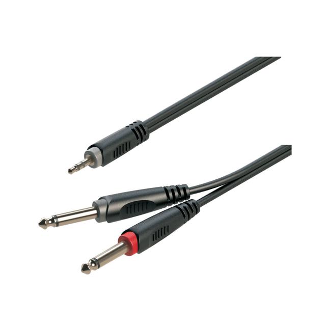 Cavo adattatore a Y 3.5mm Jack maschio STEREO - 2x6.3mm Jack maschio MONO / 1.5mt