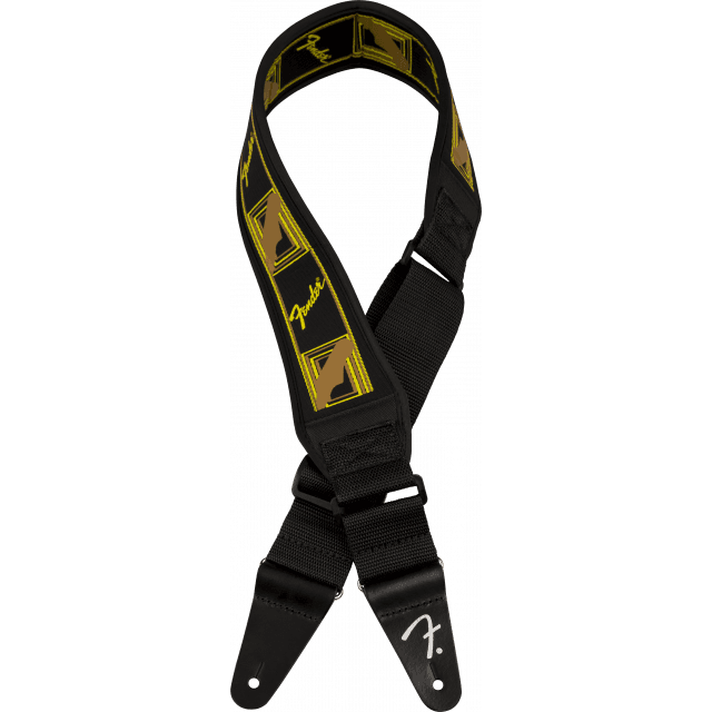 Tracolla Fender Fender Swell Neoprene Logo, Blk/Ylw/Brn Mono, 2.5"