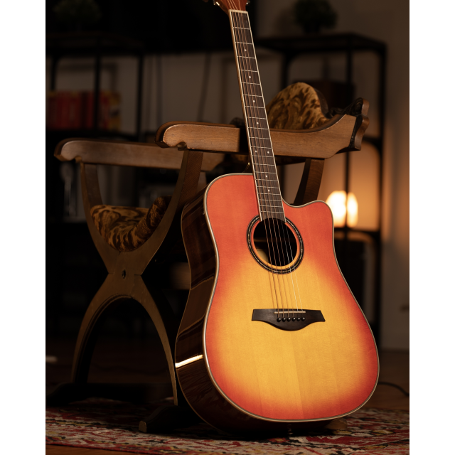 Cutaway acoustic guitar with preamp