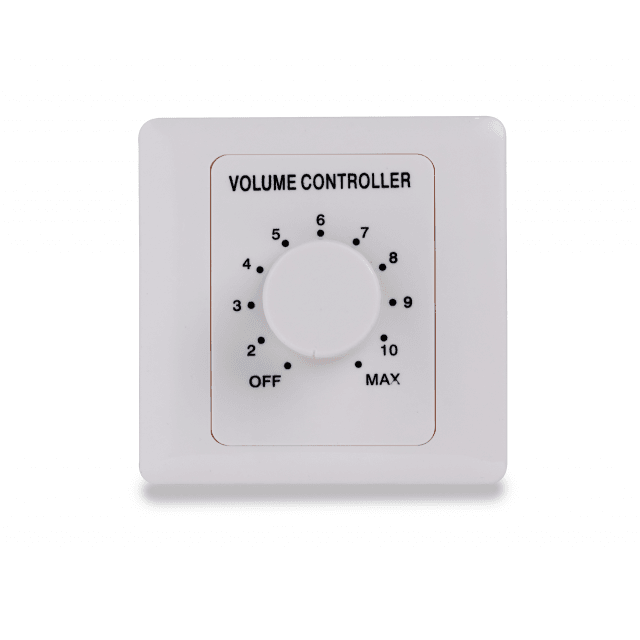 60W Volume attenuator for 70-100V speakers, 11 positions + Off,  with auxiliary line and 24V alarm control