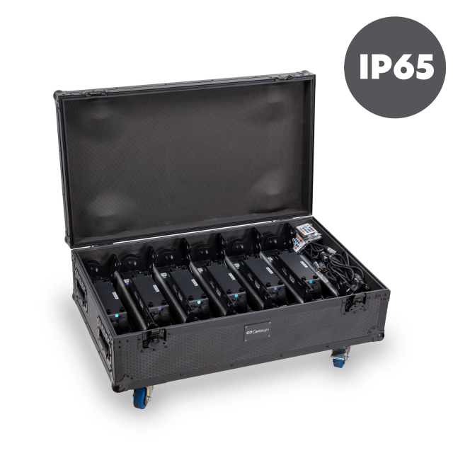 Set of 6 led bar battery powered with flight case