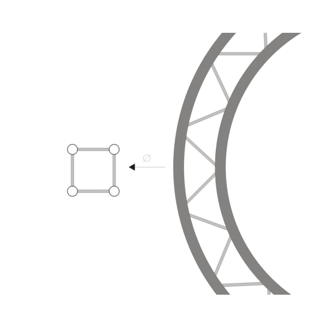 Sezione di Truss Circolare da 9 Metri di Diametro (totali) in Formato Quadrato da 29 cm per Lato (ECC29P9)