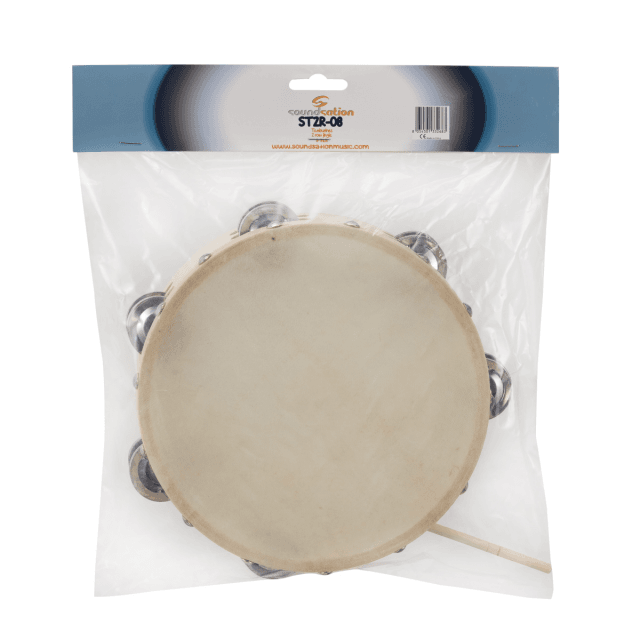 12" maple tambourine with natural skin head and jingles