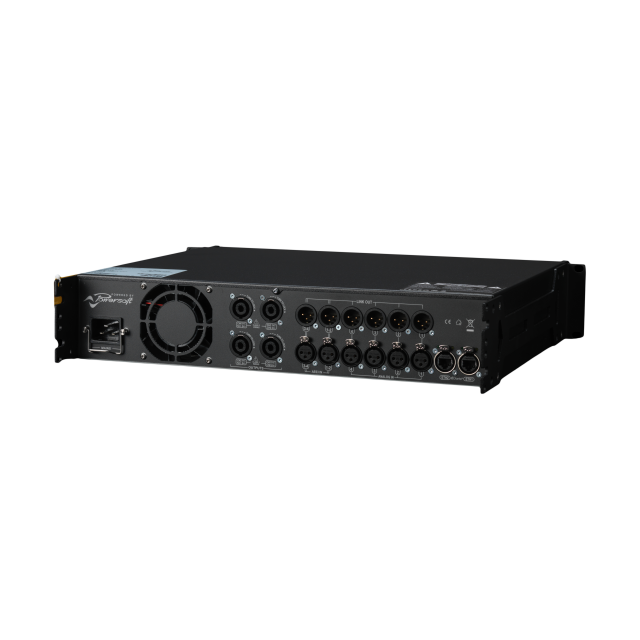 4-channel amplifier, 2300 W into 4 Ω, advanced DSP with Dante/AES67 system and 4.3" touchscreen