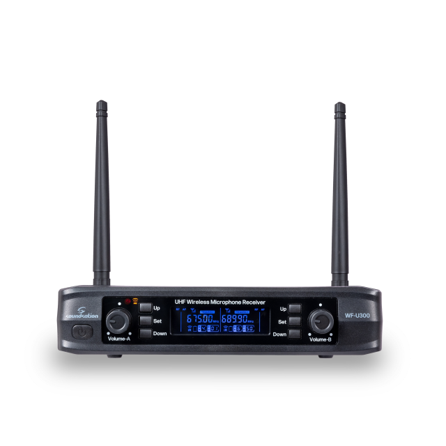 300-Channel Dual UHF Compact Wireless System with 2 Hand Mics A2 (600-630MHz)