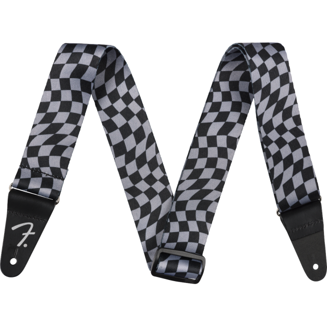 Wavy Checkerboard Polyester Strap, Gray