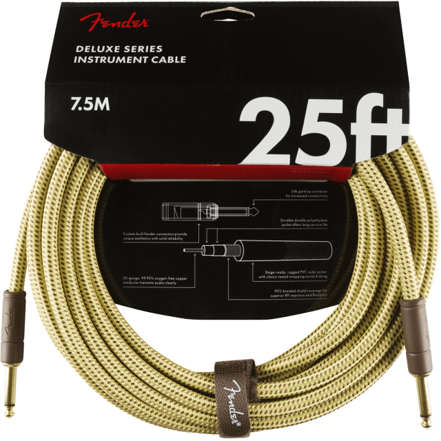 Deluxe Series Instrument Cable Straight/Straight 25' (7,5 m)  Tweed