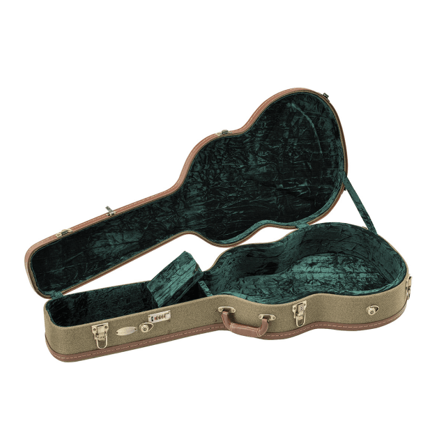 Archtop hardcase for acoustic guitar in Snowflake covering