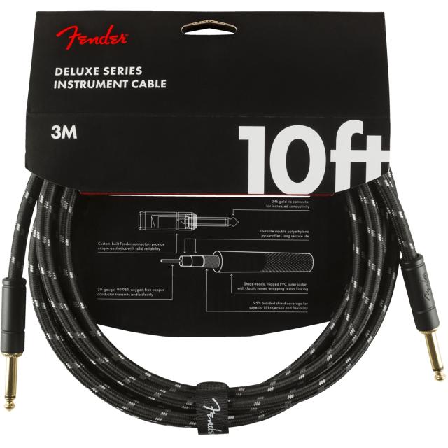 Deluxe Series Instrument Cable Straight/Straight 10' Black Tweed