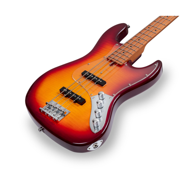 Electric bass with flamed top, roasted maple freboard and neck (4 strings)
