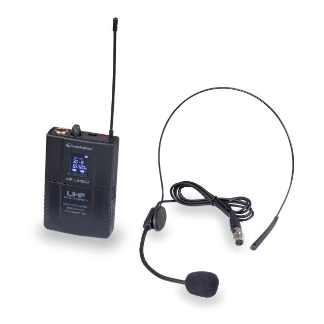 Sistema a Radiomicrofono Multicanale UHF True Diversity 630-660MHz con 1 Microfono gelato, 1 trasm. tascabile e 1 archetto
