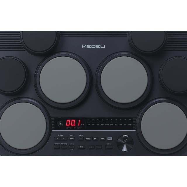Drum kit portatile con 8 pad in gomma sensibili al tocco e 2 pedali