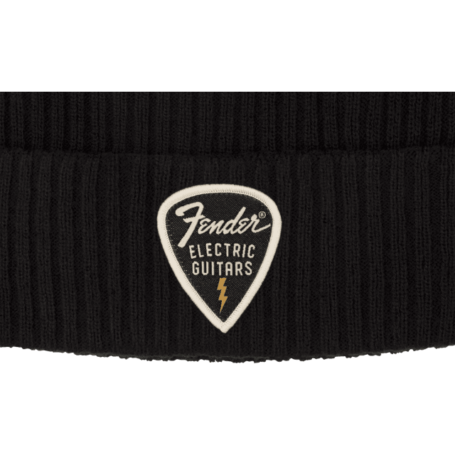 Fender® Pick Patch Ribbed Beanie, Black