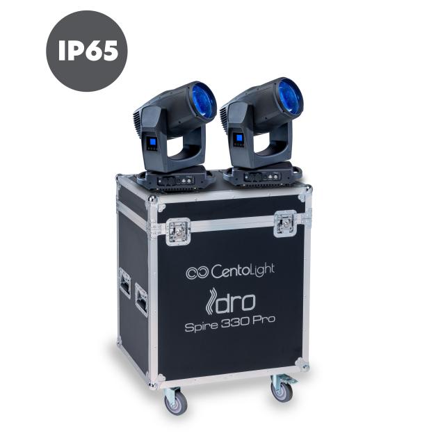Set da 2 teste mobili Beam&wash IP66 con flight case