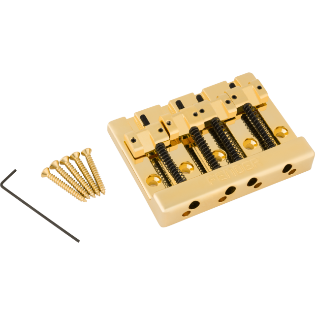 Fender® HiMass™ 4-String Bass Bridge Assembly With Zinc Saddles, Gold