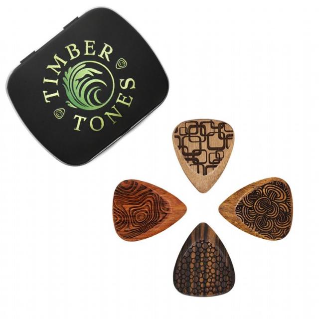 Laser Tones Grip Mixed Tin of 4 Guitar Picks