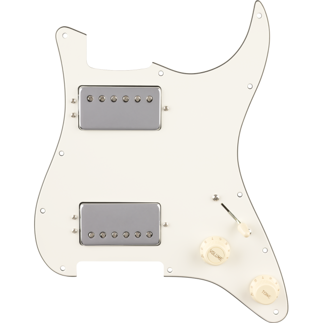 Pre-Wired Strat® Pickguard, Quadra Tap™ HH, Parchment 11 Hole PG