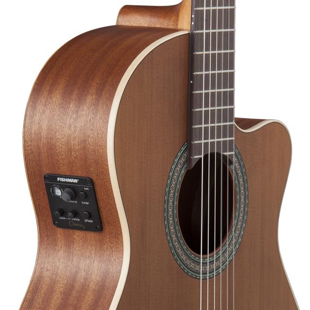Studio cutaway classic guitar in Nature finish w/Fishman preamp