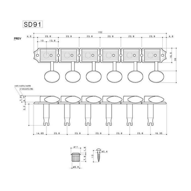 Set di Meccaniche per Chitarra Elettrica, L6, Nickel