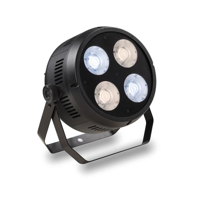 PAR per uso interno con 4 LED da 50W Bianco Caldo + Puro e apertura del fascio a 25°