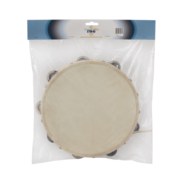Tamburello in acero con pelle naturale  e piattelli 8"