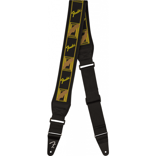 Tracolla Fender Fender Swell Neoprene Logo, Blk/Ylw/Brn Mono, 2.5"