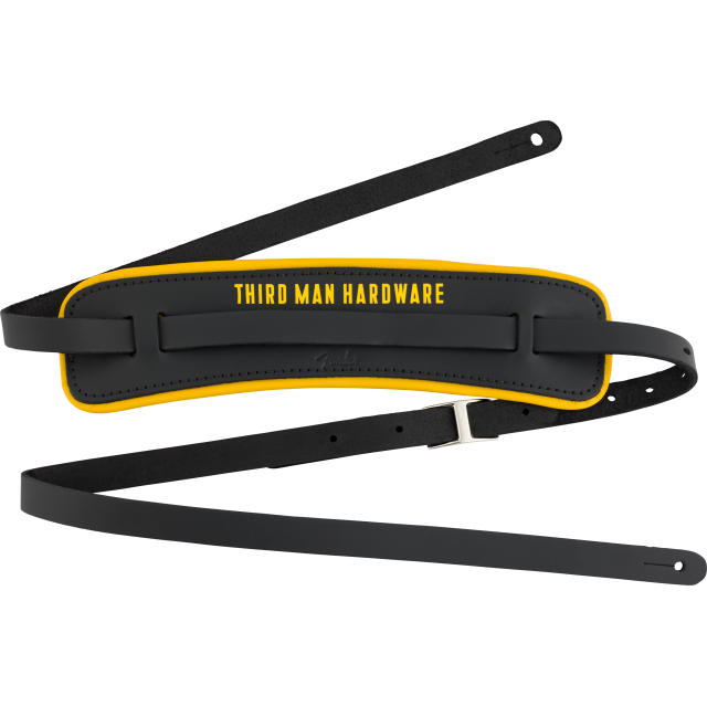 Tracolla Fender Fender x Third Man Hardware Leather Strap, Black/Yellow 0990689029