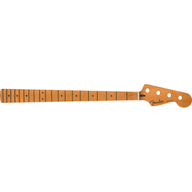 Satin Roasted Maple Jazz Bass® Neck, 20 Jumbo Frets, 12", Maple, Flat Oval Shape