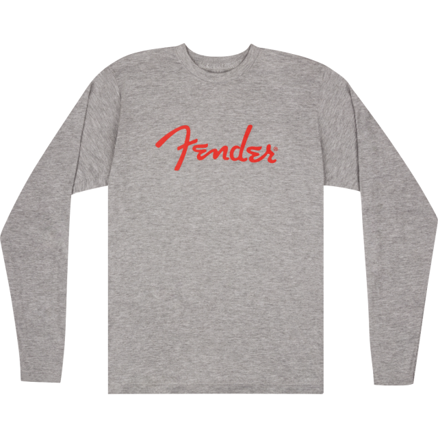 Fender® Spaghetti Logo L/S T-Shirt, Heather Gray, S