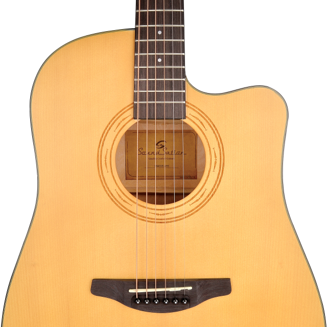 Chitarra acustica Dreadnought 4/4 con top in abete masello, rosetta incisa e preamp