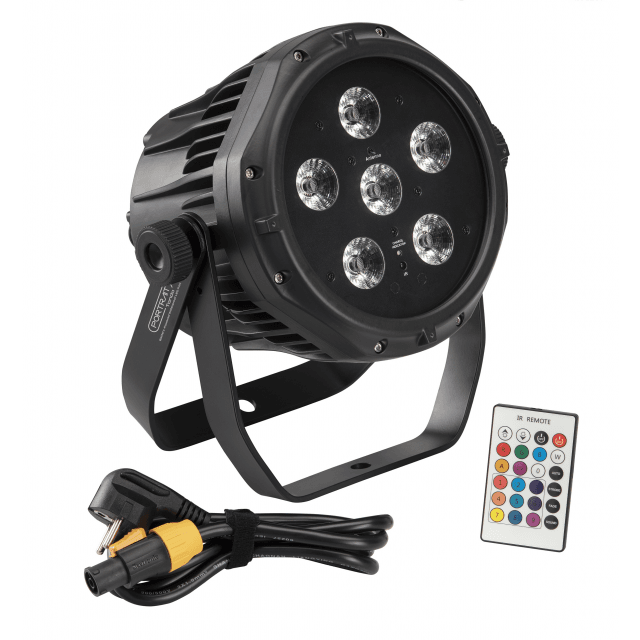 Set of 6 IP65 battery-powered PARs with 10W 6in1 LED in flight case with recharge function
