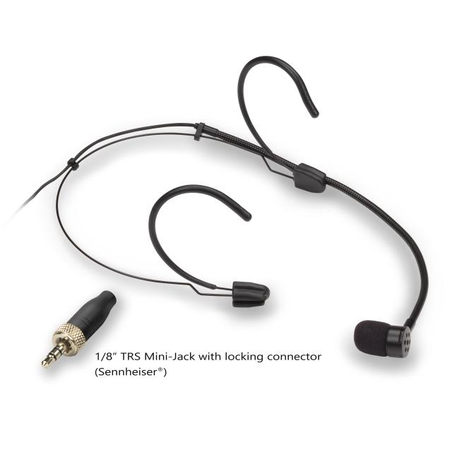 Mic. ad Archetto Cardioide, mini-Jack TRS da 1/8" con ghiera, Nero (tipo Sennheiser®)