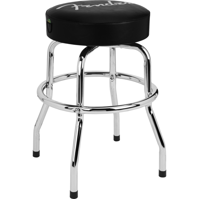 Fender™ Spaghetti Logo Pick Pouch Barstool, Black/Chrome, 24"