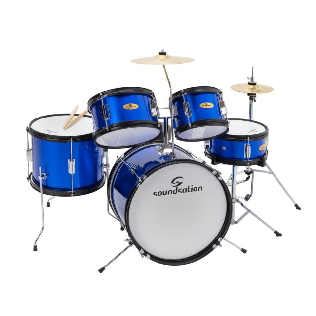 Drum Set 5 pcs junior metallic blue
