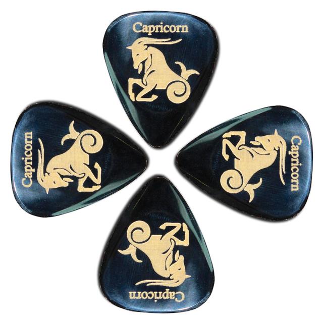 4 Plettri con segno zodiacale "Capricorno"