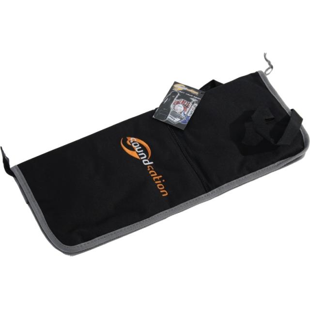 Padded drumsticks bag featuring adjustable strap and pocket