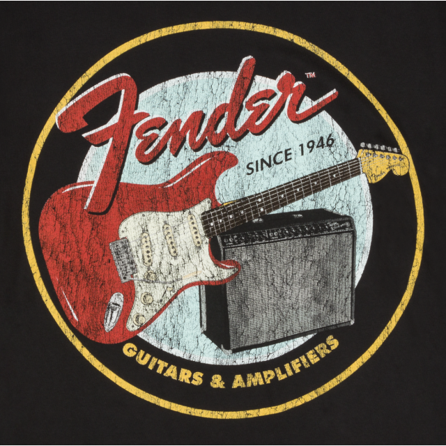 Fender® 1946 T-shirt per chitarre e amplificatori, nero vintage, L